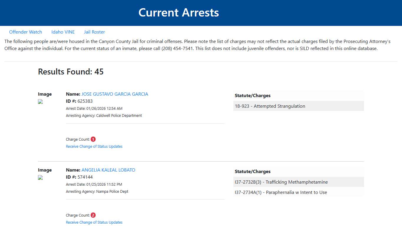Current Arrests